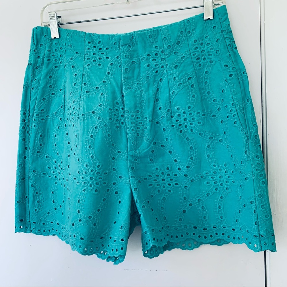 NWT Bunulu 100% turquoise eyelet cotton size 12